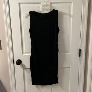Small Amazon Black Jersey Dress with Ruching on Right Side